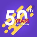 50 years anniversary logo isolated on abstract background. 50th anniversary banner. Birthday, celebration, party, invitation card Royalty Free Stock Photo